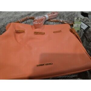 NWT Badgley Mischka Coral Vegan Leather Crossbody Tote Bag